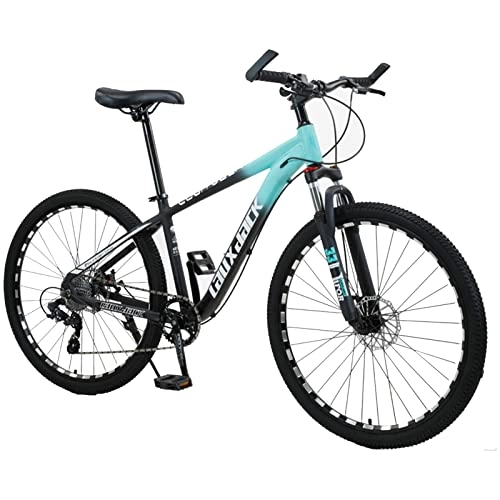 Mountainbike : AZXV 26-Zoll-Räder Mountainbike, 21 / 24 / 27 Geschwindigkeit Full Suspension Aluminiumlegierung MTB-Fahrrad, mechanische Scheibenbremsen, Dual-Scheiben-Bremse rutschfeste FA Black green-21