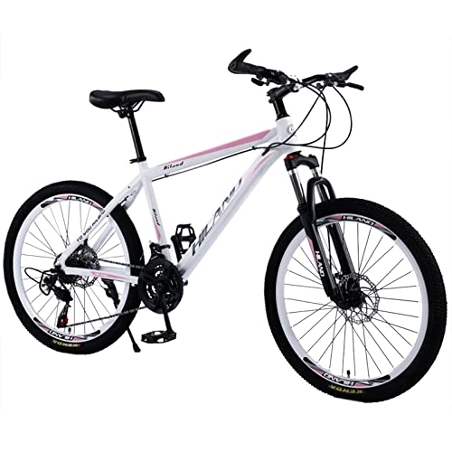 Mountainbike : AZXV Mountainbike hoch-kohlenstoffstahl Erwachsene MTB Fahrrad, volles fusionsgabel mechanische doppelscheibenbremse, 21-Fach-, 26-Zoll-Räder, Variable Speed-Fahrräder fü White Powder