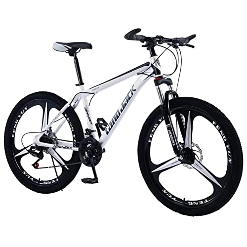 Mountainbike : AZXV Mountainbike volle Federung Hoch-Kohlenstoffstahl Erwachsene MTB-Fahrrad, mechanische Dualscheibenbremse, 21 / 24 / 27 Geschwindigkeit, 26-Zoll-Räder, Räder mit Variable White Black-27