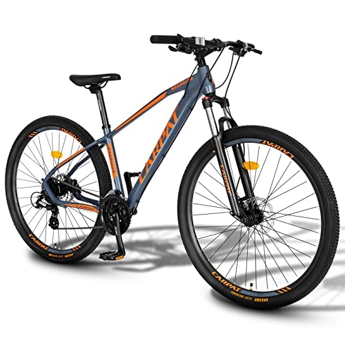 Mountainbike : Carpat Sport 27.5 Zoll Aluminium Mountainbike | Shimano 24 Gang-Schaltung, Doppelscheibenbremsen, Fahrrad geeignet für Erwachsene, Alu MTB, Männer und Frauen, Dunkelgrau Orange