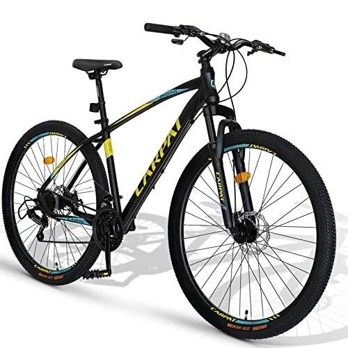 Mountainbike : Carpat Sport 27 Zoll Aluminium Mountainbike | Shimano 21 Gang-Schaltung, Doppelscheibenbremsen, Fahrrad geeignet für Erwachsene, Alu MTB, Männer und Frauen-Schwarz Gelb