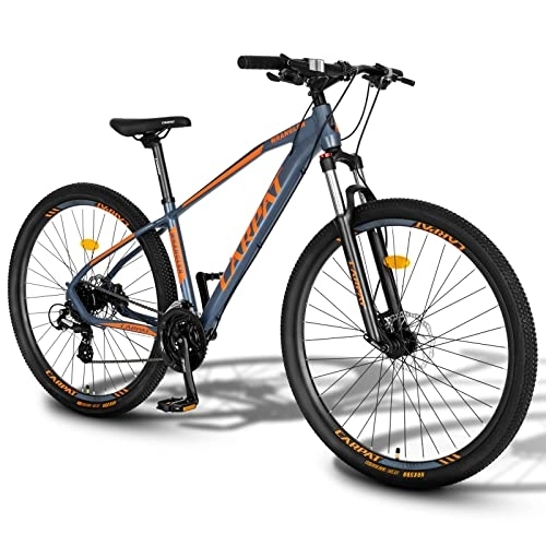 Mountainbike : Carpat Sport 29 Zoll Aluminium Mountainbike | Shimano 24 Gang-Schaltung, Doppelscheibenbremsen, Fahrrad geeignet für Erwachsene, Alu MTB, Männer und Frauen- Dunkelgrau Orange