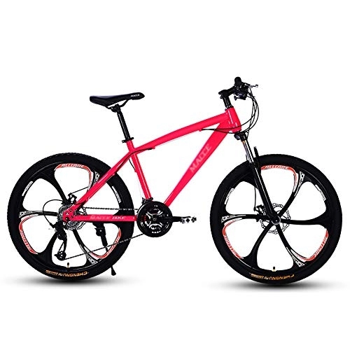 Mountainbike : DULPLAY Doppelscheibenbremse Fahrrad Für Männer Frauen, Erwachsene 24 Zoll MTB, Strand Motorschlitten Mountainbike Bike Rosa 24", 24-Gang