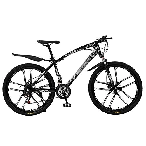 Mountainbike : DULPLAY Dual-scheiben-Bremse Stoßdämpfung Front-aufhängung, Männer's Und Frauen's Umschalten Mountainbike, MTB Bike Black 10 Spoke 26", 27-Gang