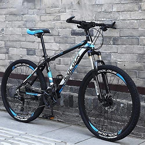 Mountainbike : DULPLAY Scheibenbremse, Leicht Aluminium Vollsperrung Rahmen, Suspension Gabel, 26 Zoll 24 Geschwindigkeit MTB Für Erwachsene Schwarz Und Blau 26", 24-Gang