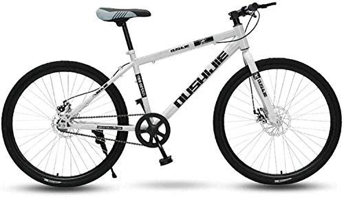 Mountainbike : ETWJ Fahrrad, 26 Zoll-Rad-Vorderradaufhängung Mens Mountain Bike 19 Zoll Rahmen, Single Speed ​​Mechanische Scheibenbremsen (Color : White)
