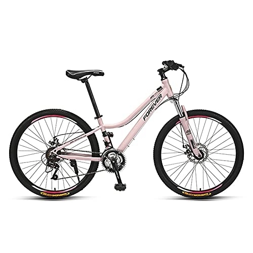 Mountainbike : Fahrrad, 26-zoll-mountainbike, 24-fach Hohe Kohlenstoffstahlrahmenfahrrad Mit Gekrümmten Rahmen Mit Niedrigem Span, Vorderer Federung Anti-rutschfahrrad für Männer Und Frauen(Size:26inch, Color:Rosa)