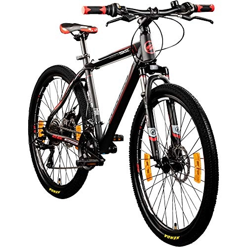 Mountainbike : Galano 26 Zoll Toxic Mountainbike Hardtail MTB Jugendmountainbike Jugendfahrrad (schwarz / rot, 46 cm)