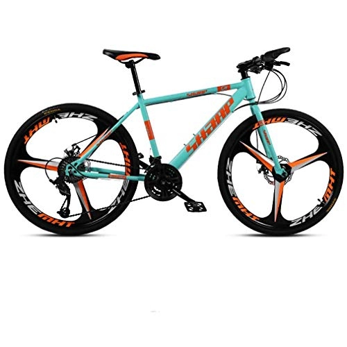 Mountainbike : GBX Fahrrad, 24-Zoll-Mountainbike, Doppelscheibenbremse / Rahmenrahmen Aus Kohlenstoffhaltigem Stahl, Strand-Schneemobilfahrrad, Aluminiumlegierungsrder, Blau, 27-Gang
