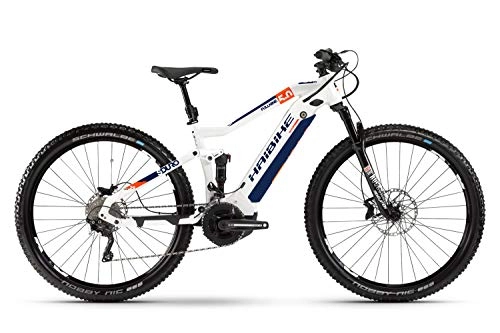 Mountainbike : HAIBIKE SDURO FullNine 5.0 Yamaha Elektro Bike 2020 (XL / 52cm, Weiß / Orange / Blau)