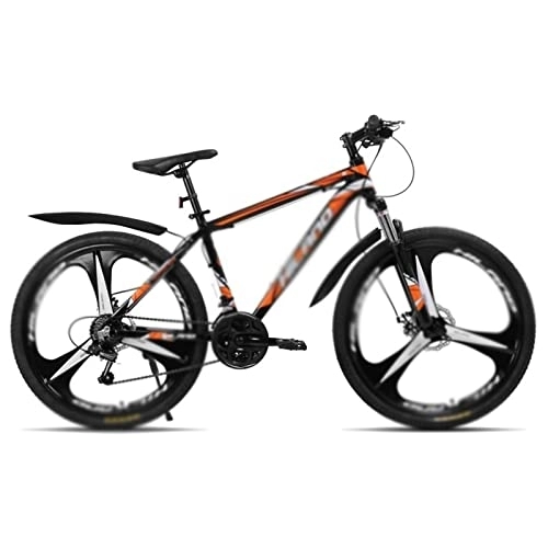 Mountainbike : Herren Fahrrad 26 Zoll 21 Speed Aluminium Legierung Federgabel Doppel Disc Brake Mountain Bike and Fenders (Color : Red) (Orange)