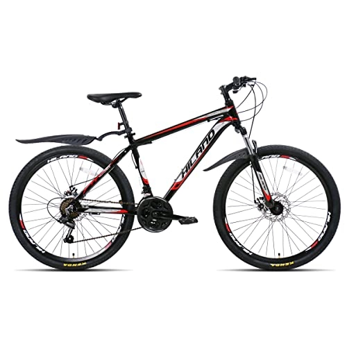 Mountainbike : Hiland 26 Zoll Mountainbike MTB mit 17 Zoll Aluminiumrahmen Scheibenbremse Speichenräder Multifunktionsfahrrad Schwarz Herren Damen jugendlichefahrrad