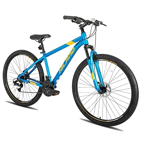 Mountainbike : HILAND Mountainbike MTB Hardtail mit 29 Zoll Speichenrädern 431MM Aluminiumrahmen 21 Gang Schaltung Shimano-schaltwerk Scheibenbremse Federgabel blau
