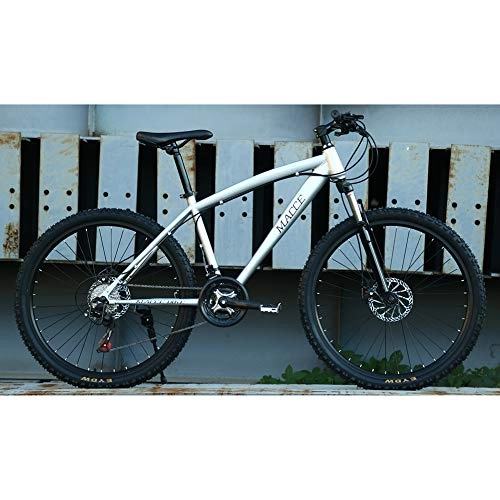 Mountainbike : JESU 26 inch Bike High Carbon Steel Mountainbikes Fahrrad Vorderradaufhängung MTB für Männer / Frauen, vordere und hintere mechanische Scheibenbremsen, Silber, 24Speed