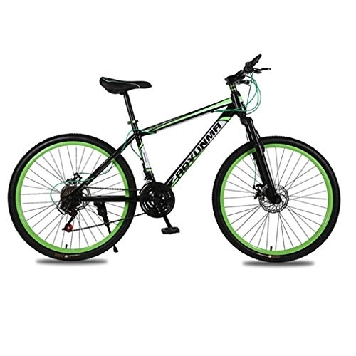 Mountainbike : JLRTY Mountainbike Mountainbike, 26" Mountainbikes Carbon-Stahlrahmen, Doppelscheibenbremse Und Vorderradgabel, 21 Geschwindigkeit (Color : Green)
