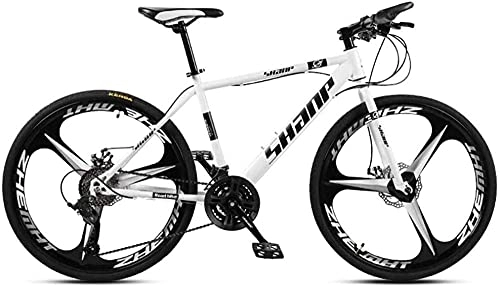 Mountainbike : JYCCH 26 Zoll Mountainbike Herren Dual Scheibenbremse Hardtail Mountainbike Fahrrad Verstellbarer Sitz Hartstahl Rahmen (Rot 3 Speichen 24 Geschwindigkeit)