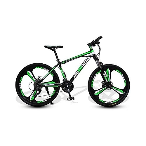 Mountainbike : L.BAN 24 Zoll 26-Zoll-Mountainbikes, Hardtail-Mountainbike mit Doppelscheibenbremse für Männer, Verstellbarer Fahrradsitz, Rahmen aus kohlenstoffhaltigem Stahl, 21-Gang, 3 Speichen (schwarz und grün)