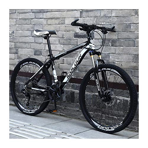 Mountainbike : LHQ-HQ Mountainbike 24 Zoll Aluminium Leichtes 27-Gang-Speichenrad, Für Frauen, Jugendliche, Erwachsene, Black and White