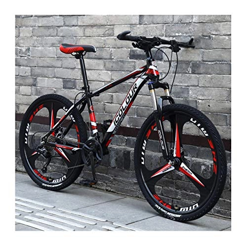 Mountainbike : LHQ-HQ Mountainbike 24-Zoll-Aluminium Leichtgewicht 27-Gang, Für Erwachsene, Frauen, Jugendliche, Black red