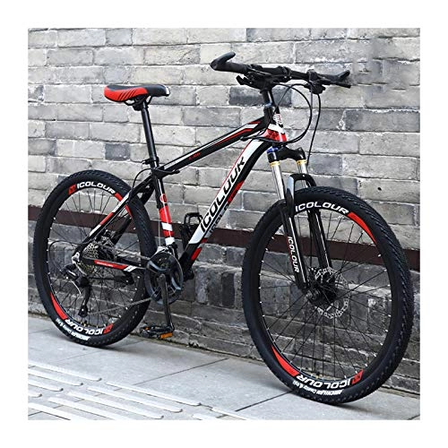 Mountainbike : LHQ-HQ Mountainbike 26 Zoll Aluminium Lightweight 27Speed, Speichenrad, Für Frauen, Jugendliche, Erwachsene, Black and red