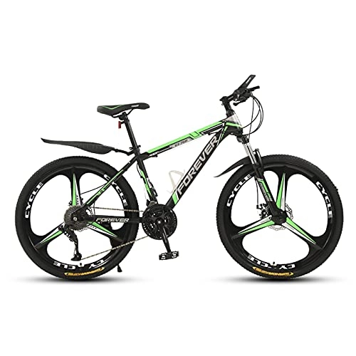 Mountainbike : LLF Fahrrad, Faltende Dämpfung Mountainbike 24 Zoll, 3 Messer Räder 21 / 24 / 27 / 30 Geschwindigkeitsräder Dual Suspension Lightweight Fahrrad für Erwachsene(Size:30 Speed, Color:Grün)