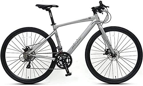 Mountainbike : lqgpsx Erwachsenes Rennrad, 16-Gang-Rennradstudent, leichte Aluminium-Rennräder mit hydraulischen Scheibenbremsen, 700 * 32C-Reifen(Farbe:Grau, Größe:Gebogener Griff)