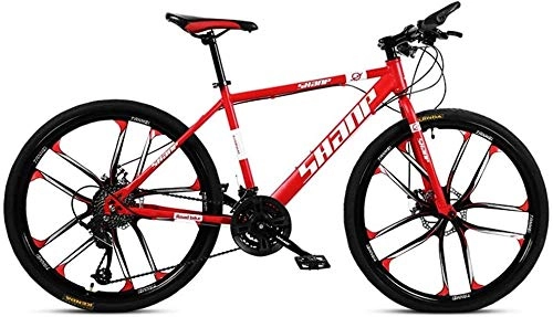Mountainbike : Lyyy 24-Zoll-Mountainbikes, Doppelscheibenbremse Hardtail Mountainbike, Herren Damen High-Carbon Stahl All Terrain Alpine Fahrrad YCHAOYUE (Color : 27 Speed, Size : Red 10 Spoke)