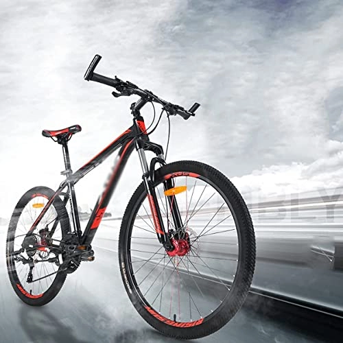 Mountainbike : LZZB Mountainbike für Erwachsene und Jugendliche 27 Gänge 26 Zoll Leichte Mountainbikes Doppelscheibenbremsen Federgabel für Outdoor / SchwarzRot