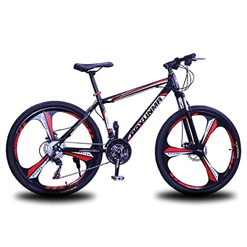 Mountainbike : LZZB Mountainbike mit Carbonstahlrahmen 21 / 24 / 27 Speed ​​Fahrrad 26 Zoll Räder mit Doppelscheibenbremse Unisex (Größe: 27 Speed, Farbe: Rot) / Rot / 27 Speed