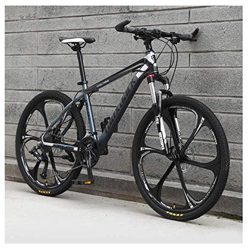 Mountainbike : Mnjin Outdoor-Sport 21-Gang-Mountainbike 26-Zoll-6-Speichen-Rad Vorderradaufhängung Doppelscheibenbremse MTB-Fahrrad, grau