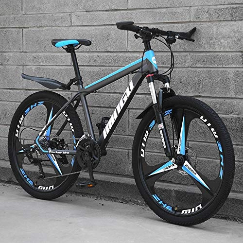 Mountainbike : Mountainbike 24 / 26 Speed Cross Country Fahrrad Student Road Racing Speed Bike Stoßdämpfendes Mountainbike Offroad Dual Coole Persönlichkeit, Gray and Blue, 26