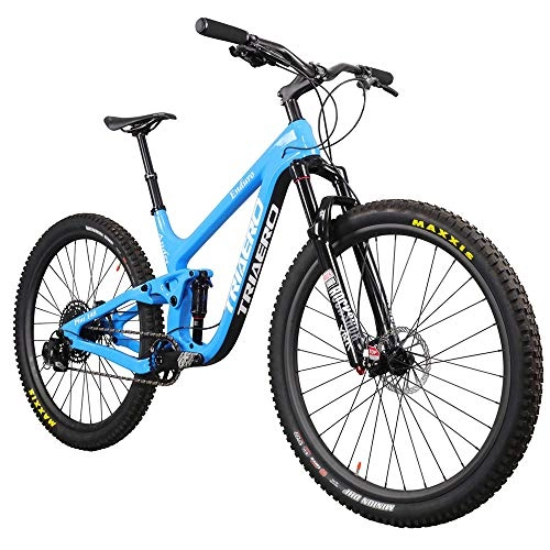 Mountainbike : peipei 27, 5er Plus MTB Fahrrad Vollfederung 150mm Travel Mountainbike 110 * 15 / 148 * 12mm Achse-L Blau