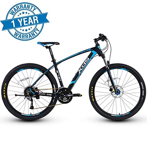 Mountainbike : QIMENG 27.5 Zoll Mountainbike Erwachsenen Jugend Hardtail MTB Fahrrad Mit Scheibenbremsen 27 Gang Mit Gabelfederung Fitness Im Freien Freizeitradfahren, Blau, 16 inch Frame