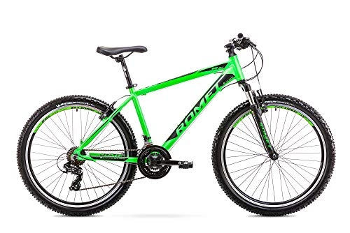 Mountainbike : Romet RAMBLER R6.1 MTB Bike 26 Zoll MTB Fahrrad Mountain Bike Crossbike Fahrrad Shimano 21 Gang 19 Zoll Aluminium Rahmen grün-schwarz