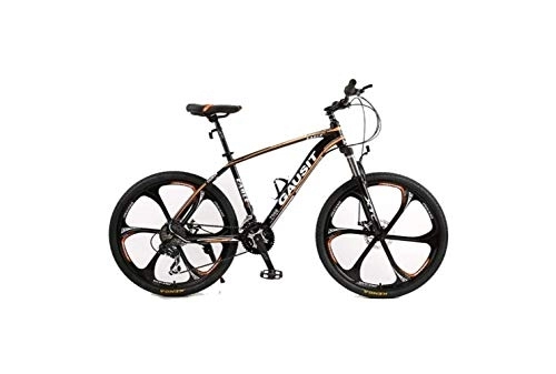 Mountainbike : SEESEE.U Mountainbike Unisex Hardtail Mountainbike 24 / 27 / 30 Geschwindigkeiten 26 Zoll 6-Speichen-Räder Aluminiumrahmen-Fahrrad mit Scheibenbremsen und Federgabel, orange, 27-Gang