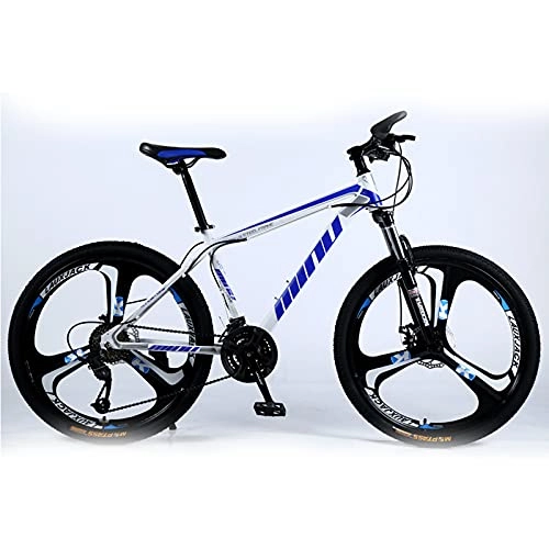 Mountainbike : SHUI 26'' Outdoor Mountainbike 21 / 24 / 27 / 30 Geschwindigkeiten MTB 3-Speichen Mountain Trail Bike Hochfeste Magnesium-Aluminium-Legierung Doppelscheibenbremse Sportübung Fi White Blue-24sp