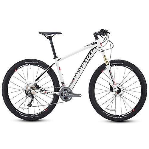 Mountainbike : Unbekannt Mountain Bikes, 27, 5 Zoll große Reifen Hardtail Mountainbike, Aluminium 27-Speed ​​Mountain Bike, Männer Frauen Fahrrad Adjustable Seat, Schwarz, Weiß