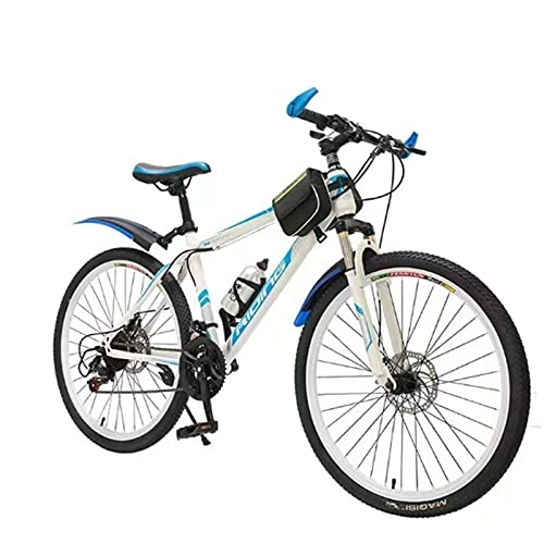 Mountainbike : WQFJHKJDS Mountainbikes, Doppelscheibenbremsfahrräder für Studenten und Erwachsene, 21-Gang-Variablengeschwindigkeit Mountainbikes (Color : White, Size : 26 inches)
