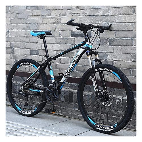 Mountainbike : YCHBOS 26 Zoll Mountainbike Fahrrad, 27 Gang-Schaltung Aluminiumlegierung MTB, Jungen-Fahrrad, Mechanische Scheibenbremsen, Geeignet ab 160-188 cmBlack Blue