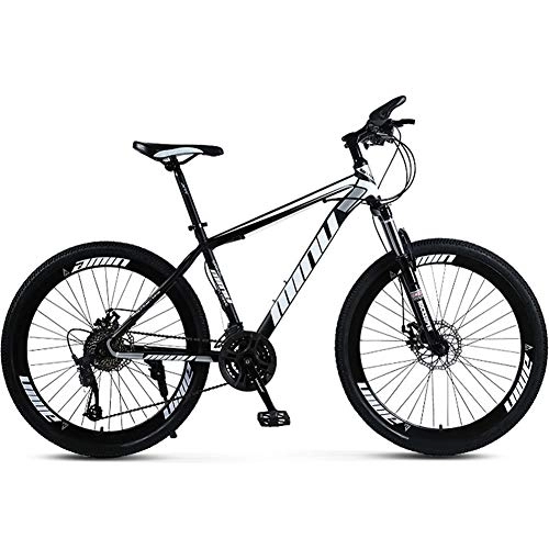 Mountainbike : YGTMV Mountainbike für Erwachsene, Hartstahl, Outroad-Bikes, 66 Zoll Speichenrad, 21 / 24 / 27 / 30 Geschwindigkeiten, variable Geschwindigkeit, Fahrrad, 40 Messer, Outdoor, Studentenrad, schwarz, 30 Gänge