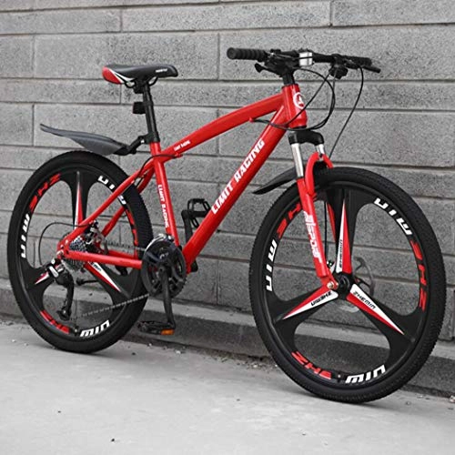 Mountainbike : ZYHLL Mountain Bike 24 / 26 Inch MTB Fahrrad mit 3 Cutter EIN Rad Verstellbarer Sitz, High-Carbon Stahlrahmen, Scheibenbremse Reise Sommer im Freien Fahrrad, Rot, 24" 27 Speed