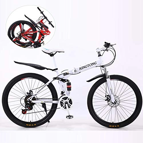 Zusammenklappbare Mountainbike : 27 Speed Bicycle Full Suspension MTB Bikes Faltbares Sport- / Mountainbike / Fitness Im Freien / Freizeitradfahren / 26 Inches, 27 Speed Spoke Wheel