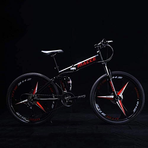Zusammenklappbare Mountainbike : Aoyo Mountain Bikes, Klapp High Carbon Stahlrahmen 24 Zoll mit Variabler Geschwindigkeit Doppelstoßdämpfung DREI Fräsräder Faltbare Fahrrad, geeignet for Menschen (Color : Black)