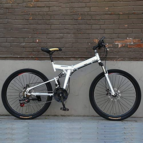 Zusammenklappbare Mountainbike : Berg Adult Sport Bike Aluminium Full Suspension, 24-26-Zoll-Räder 21 Geschwindigkeit Folding Zyklus mit Scheibenbremsen Mehreren Farben, 26 inch