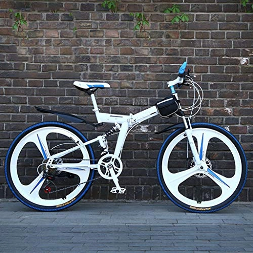 Zusammenklappbare Mountainbike : Berg Adult Sport-Fahrrad, 24-26-Zoll-Räder 21 Geschwindigkeit Folding Weiß-Zyklus mit Scheibenbremsen Mehreren Farben, 26 inch