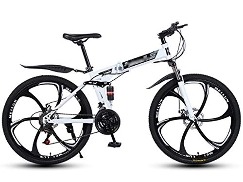 Zusammenklappbare Mountainbike : Bike Bicycle 26 Zoll Folding Shock Speed ​​Bikes, Commuter Mountain Folding mit Doppel-Stoßdämpfern und Doppelscheibenbremsen MTB-Fahrräder-26inch-24speed