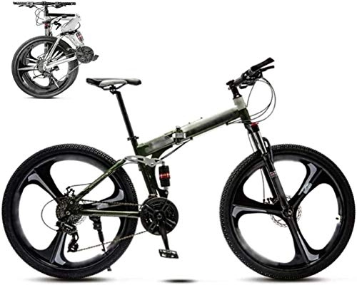 Zusammenklappbare Mountainbike : Bikes 24-26 Zoll MTB Fahrrad, Unisex Folding Pendler Fahrrad, 30-Gang Getriebe Faltbare Fahrrad, Doppelscheibenbremse / Grün / A Rad / 24' 25.05