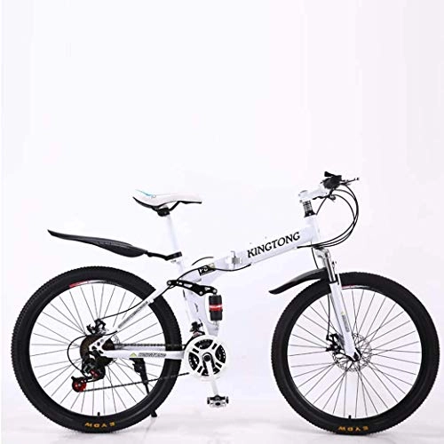 Zusammenklappbare Mountainbike : BXU-BG Outdoor-Sport Mountainbike Falträder, 24Speed ​​Doppelscheibenbremse Fully Antislip, leichten Alurahmen, Federgabel, Multiple Colors24 Zoll / 26 Zoll (Color : White1, Size : 26 inch)