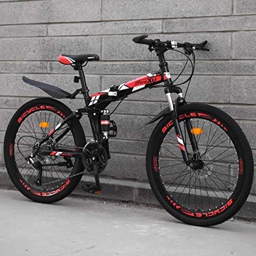 Zusammenklappbare Mountainbike : DFKDGL Shock Speed ​​Mountainbike Fahrrad Doppelbremse Faltrad 24 / 26 Zoll Rad Doppelscheibenbremsen Herren Mountainbike (21 / 24 / 27 / 30 Variable Geschwindigkeit) (Farbe: B-26in, Größe: 24 Geschwindigk