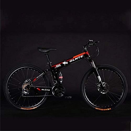 Zusammenklappbare Mountainbike : Domrx Mountain Folding Fahrrad Speichenrad Stoßdämpfer Erwachsene 24 / 26 Zoll 21 / 24 / 27 Geschwindigkeit-rot_26inches_27 Geschwindigkeit